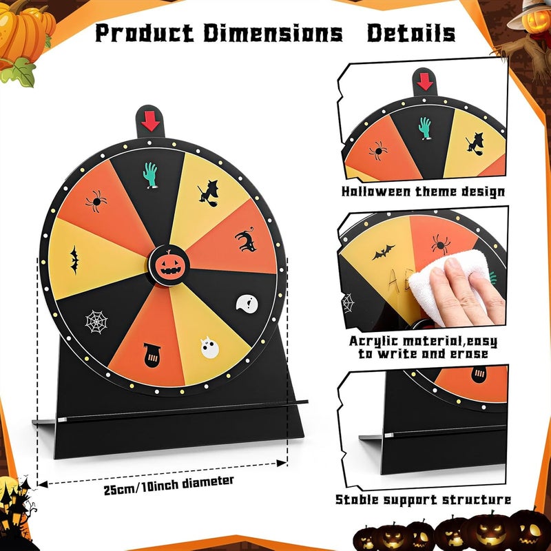 Arrowbash Halloween Acrylic Spinner Prize Wheel Game Set with Dry Erase Marker, Trick or Treat Game, Halloween Party Supplies Indoor Outdoor Decorations Carnival Party Decor - Image 2